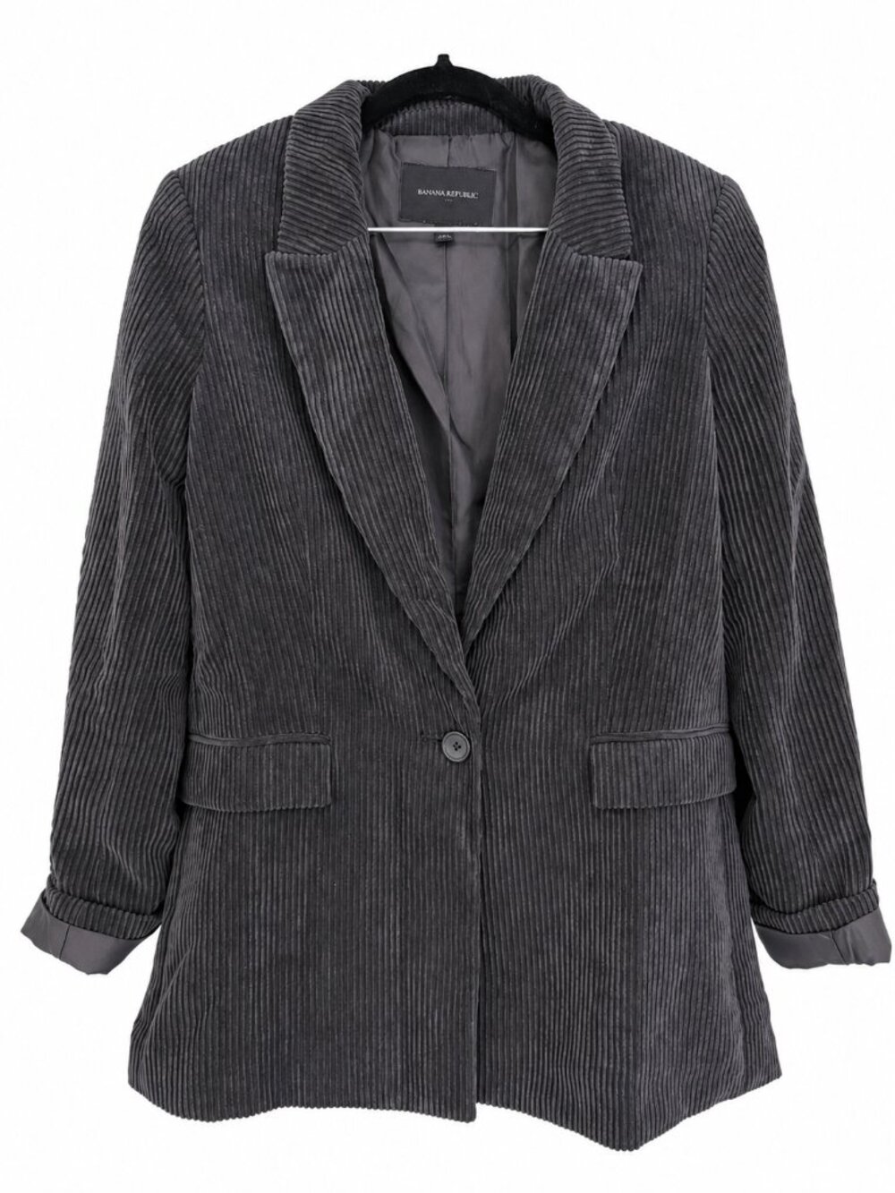 Banana Republic Corduroy Boyfriend Blazer Charcoal Gray Size 4 Academia